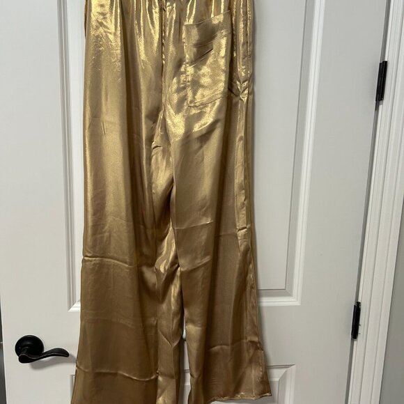 Maeve Liquid Shine Party Pull on Pants Gold Size S NWT - Picture 3 of 4